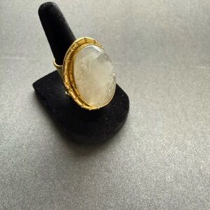 Elegant Gold and White Stone Ring